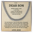 Son Gift-Never Forget-From Mom Jewelry
