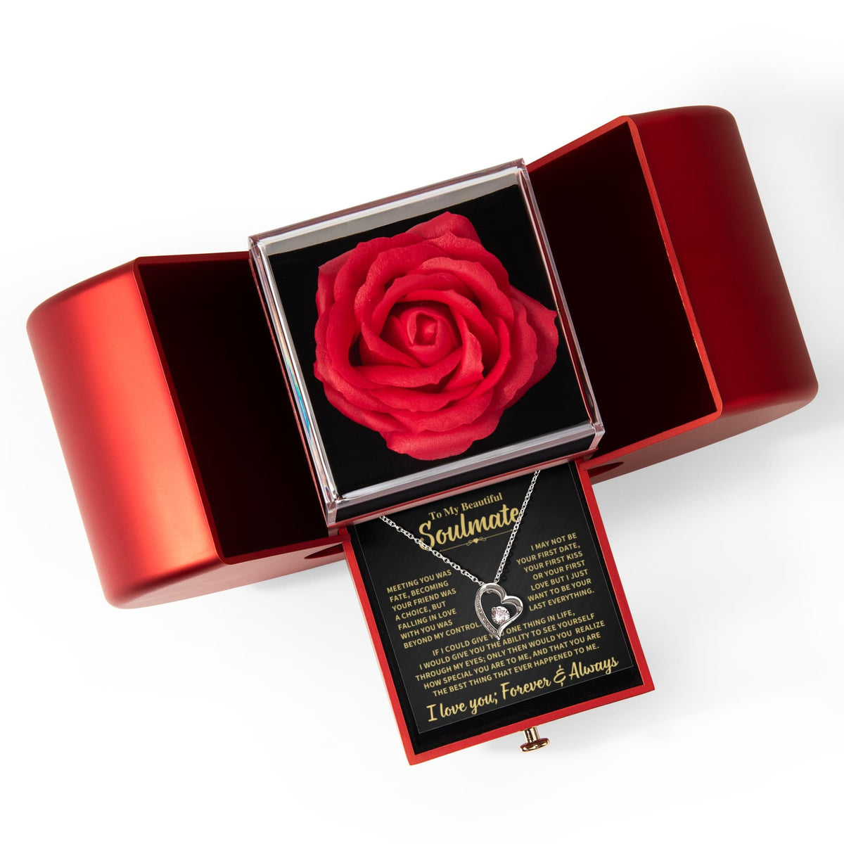 Soulmate Gift, Heart Rose Box Jewelry