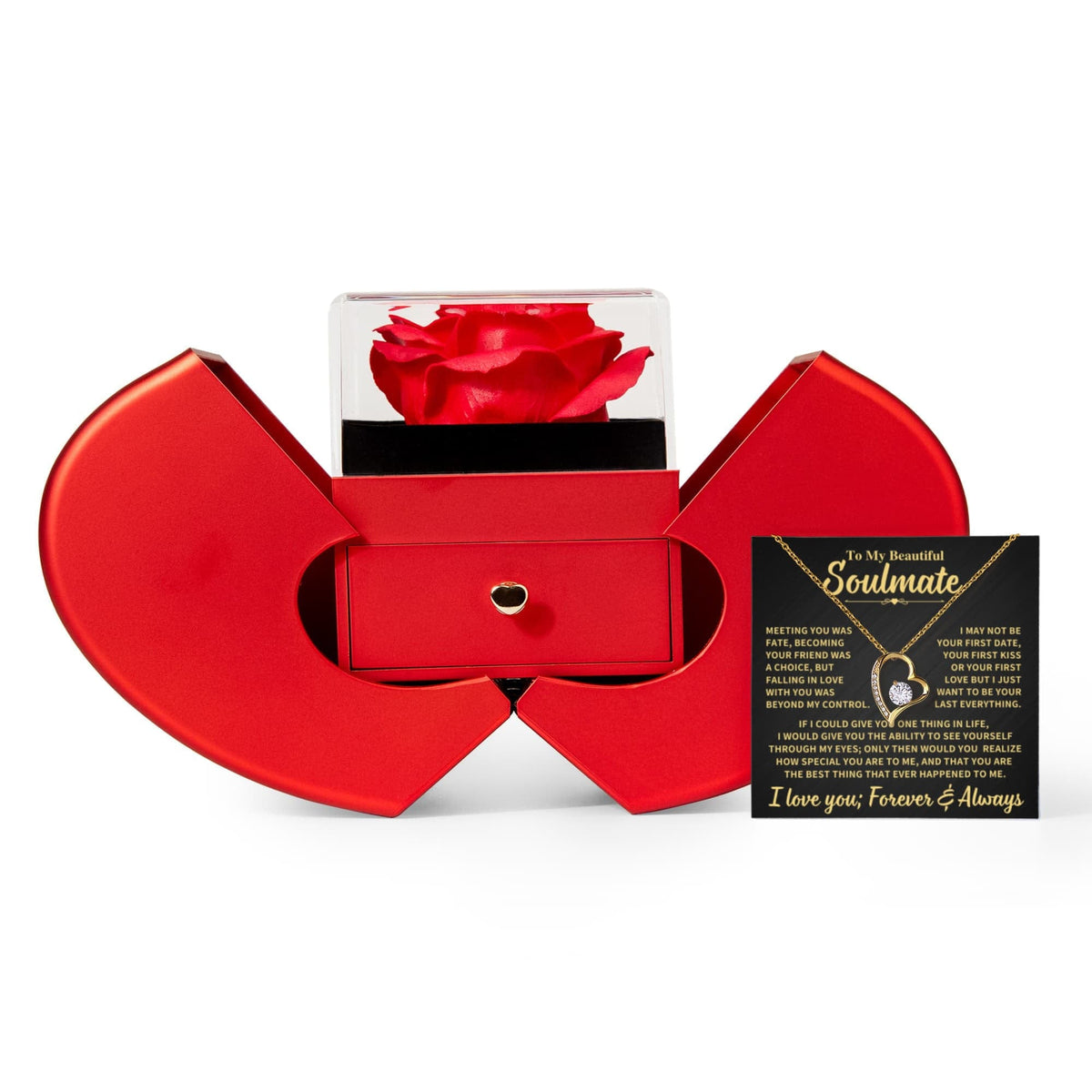 Soulmate Gift, Heart Rose Box Jewelry
