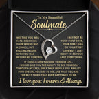 To My Beautiful Soulmate Gift, "Meeting You Was Fate" Heart Necklace Jewelry