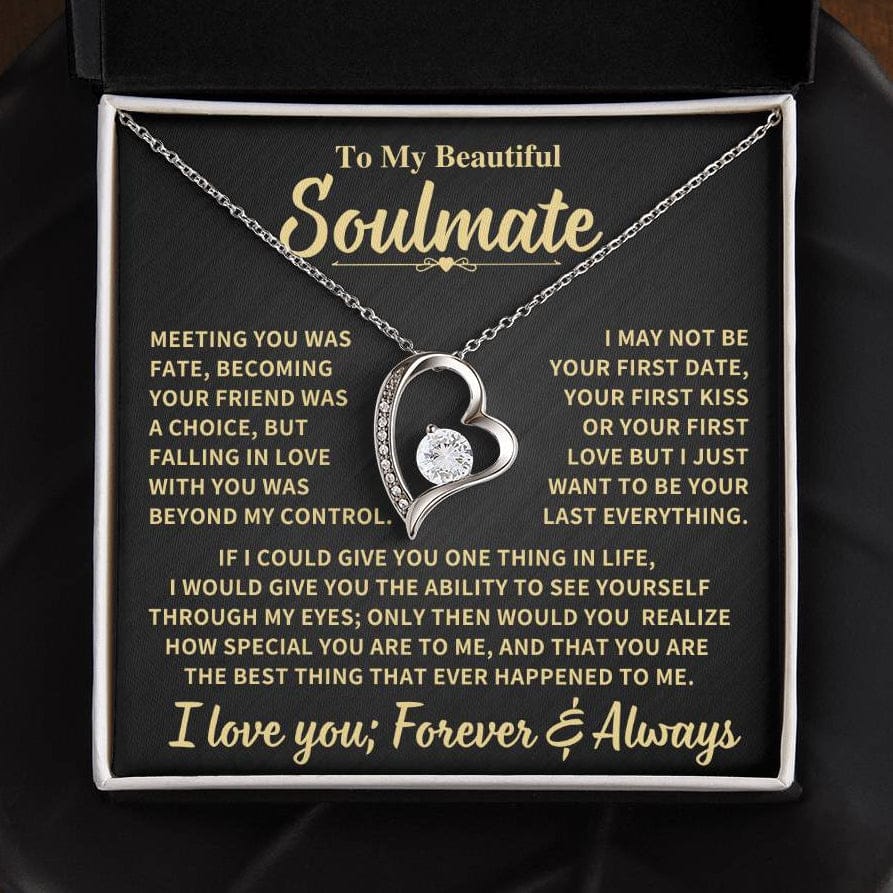 To My Beautiful Soulmate Gift, "Meeting You Was Fate" Heart Necklace Jewelry