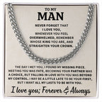 To My Man Gift, "Straighten Your Crown", Cuban Link Chain Jewelry