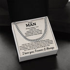 To My Man Gift, "Straighten Your Crown", Cuban Link Chain Jewelry