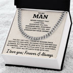 To My Man Gift, "Straighten Your Crown", Cuban Link Chain Jewelry