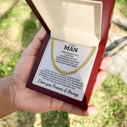 To My Man Gift, "Straighten Your Crown", Cuban Link Chain Jewelry