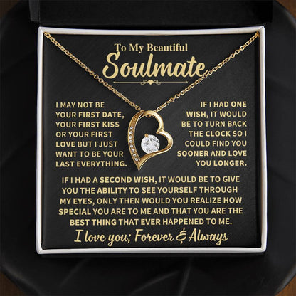 To My Soulmate Gift, "Forever and Always" Heart Necklace Jewelry