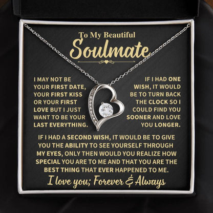 To My Soulmate Gift, "Forever and Always" Heart Necklace Jewelry