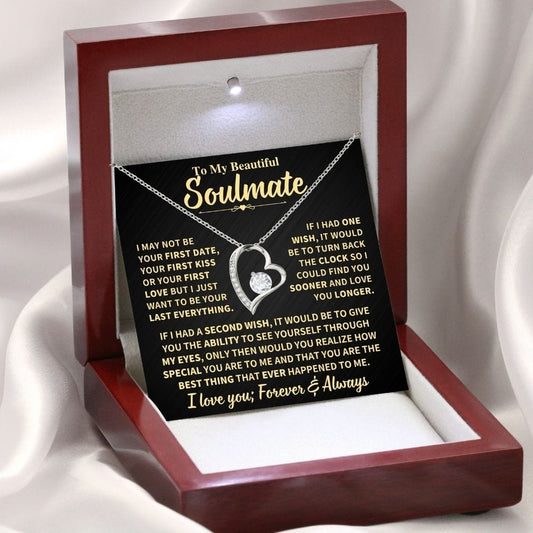 To My Soulmate Gift, "Forever and Always" Heart Necklace Jewelry