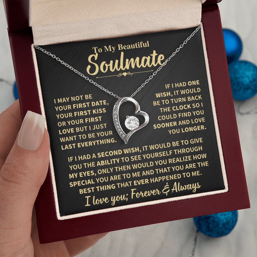 To My Soulmate Gift, "Forever and Always" Heart Necklace Jewelry