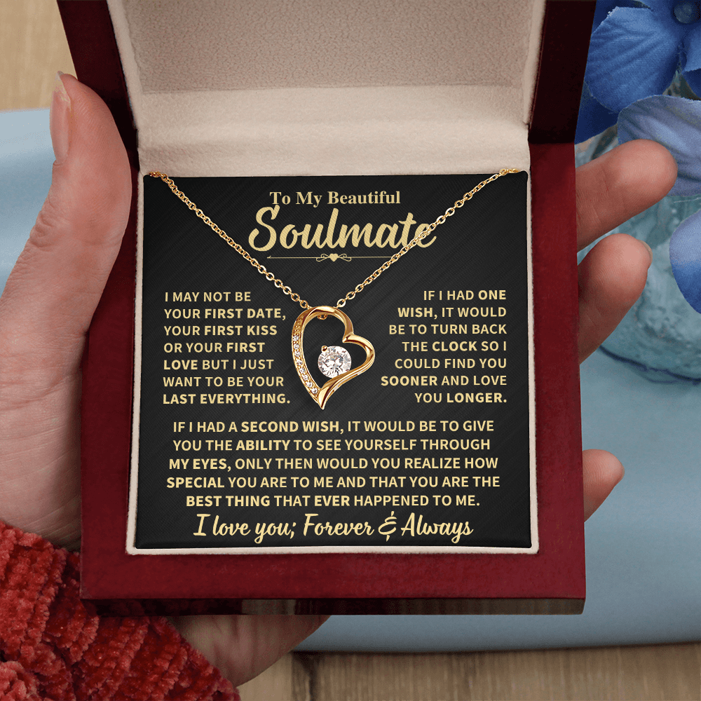 To My Soulmate Gift, "Forever and Always" Heart Necklace Jewelry