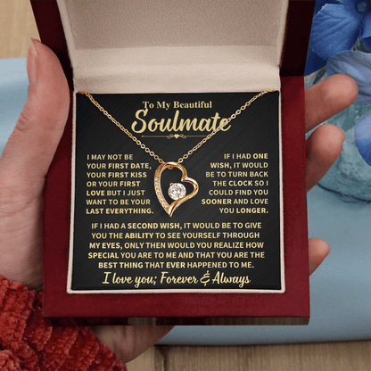 To My Soulmate Gift, "Forever and Always" Heart Necklace Jewelry