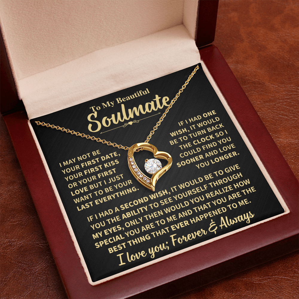 To My Soulmate Gift, "Forever and Always" Heart Necklace Jewelry
