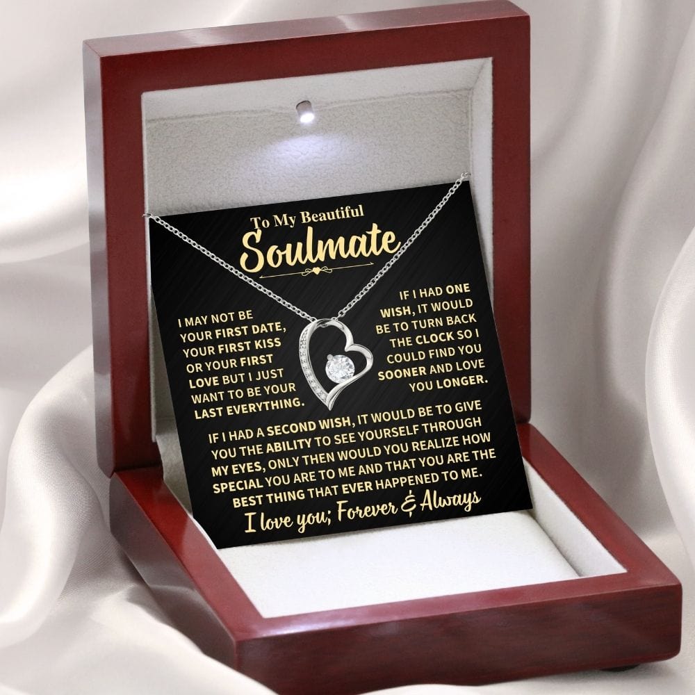 To My Soulmate Gift,"Forever and Always" Heart Necklace Jewelry