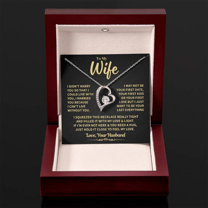To My Wife Gift, "Can't Live Without You" Heart Necklace Jewelry