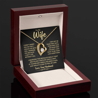To My Wife Gift, "Can't Live Without You" Heart Necklace Jewelry