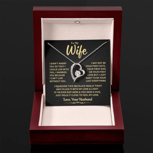 To My Wife Gift,"Can't Live Without You" Heart Necklace Jewelry
