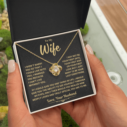 To My Wife Gift, "Can't Live Without You" Knot Necklace Jewelry