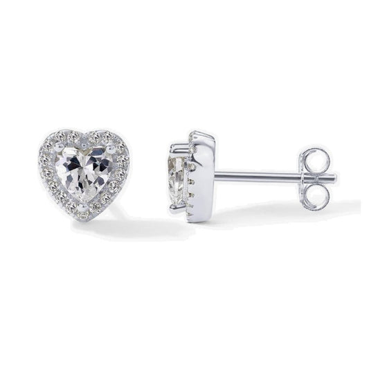Matching Heart Halo Stud Earrings