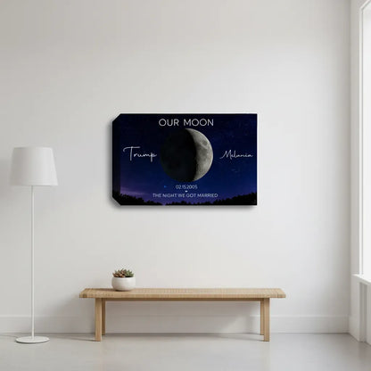 Personalized Moon Phase Canvas Print – Custom Couple Names & Date Wall Art | Night We Got Married Gift | Anniversary Canvas