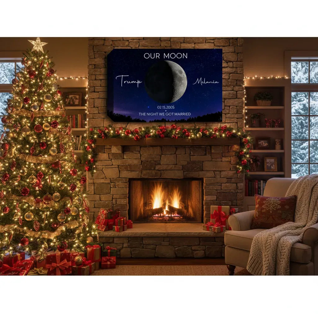 personalized moon phase canvas the night we got married
