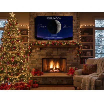 personalized moon phase canvas the night we got married