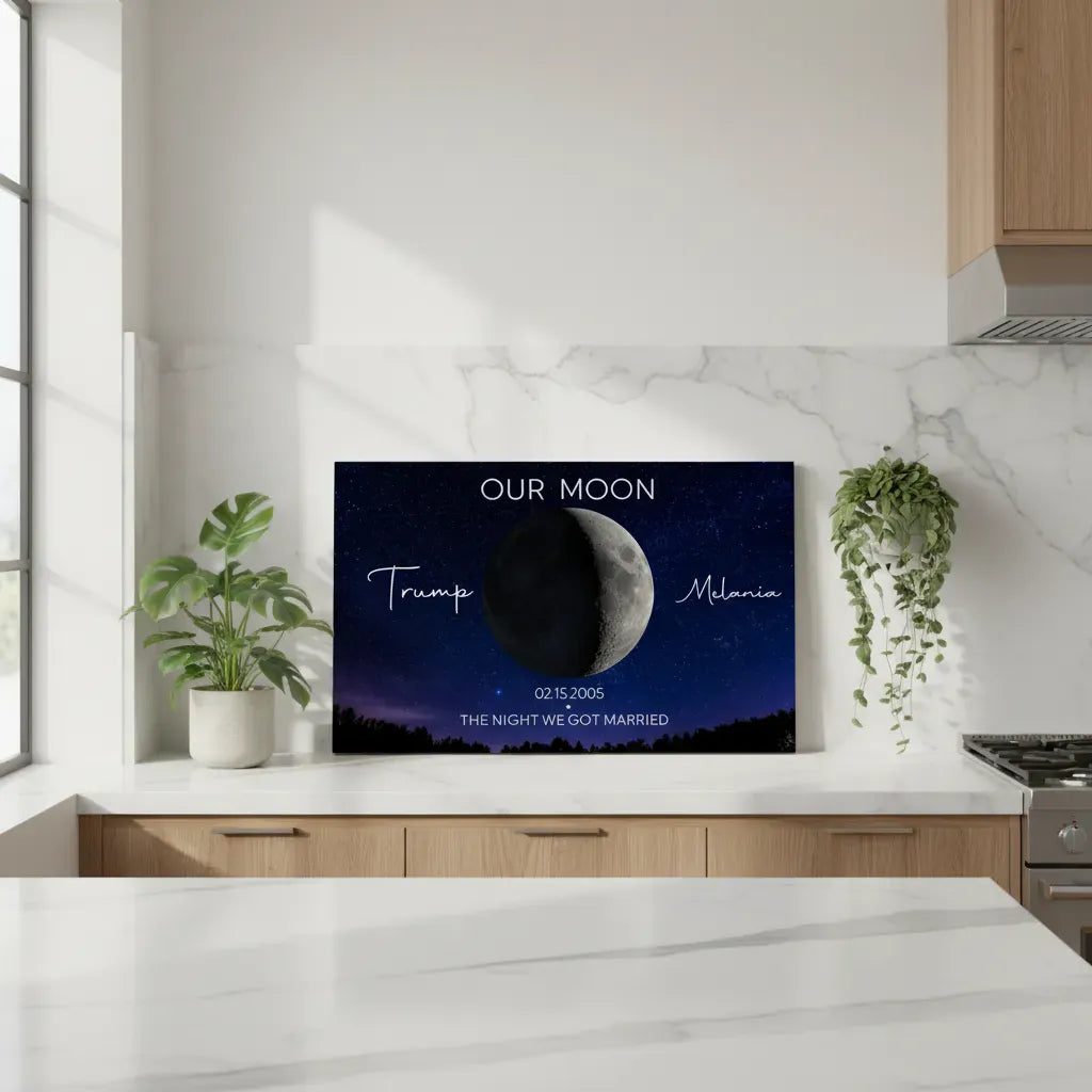 Personalized Moon Phase Canvas Print – Custom Couple Names & Date Wall Art | Night We Got Married Gift | Anniversary Canvas