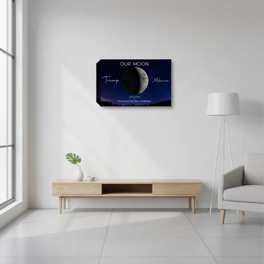 starry night sky moon canvas with names and date