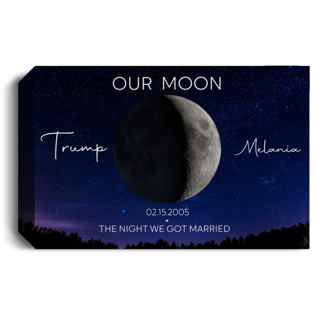 Personalized Moon Phase Canvas Print – Custom Couple Names & Date Wall Art | Night We Got Married Gift | Anniversary Canvas