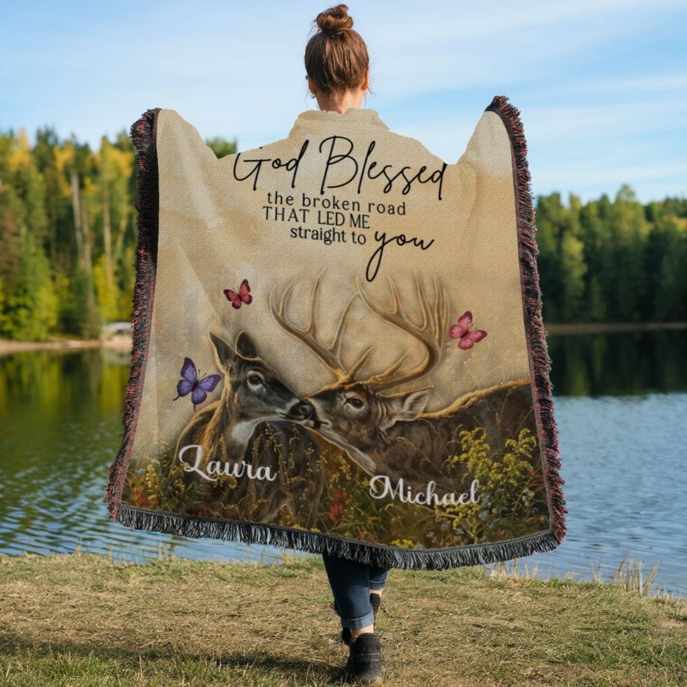 Personalized To My Husband Blanket From Wife Deer Woven Blanket!
