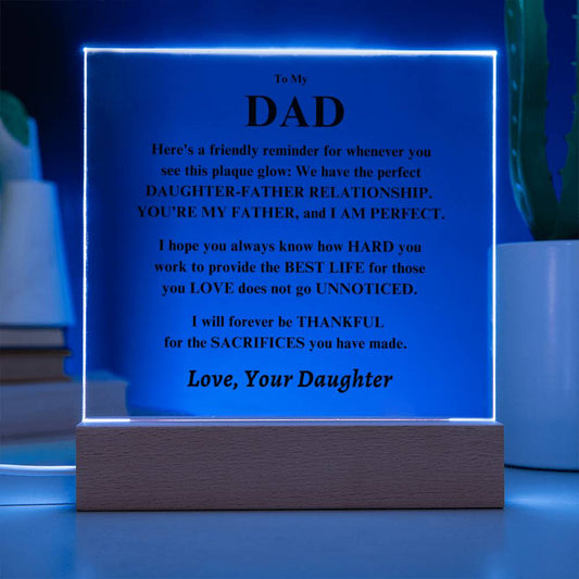 Dad Gift, From Daughter plaque