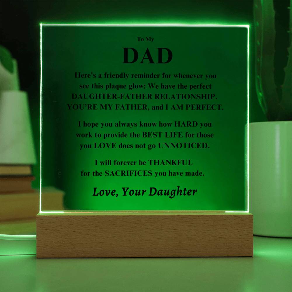 Dad Gift, From Daughter plaque