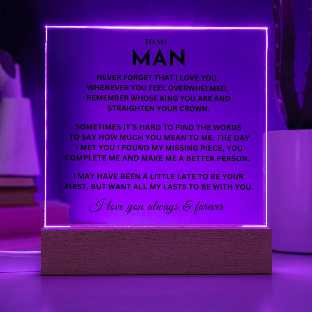 My Man Gift, "Straighten Crown"  Acrylic Plaque plaque
