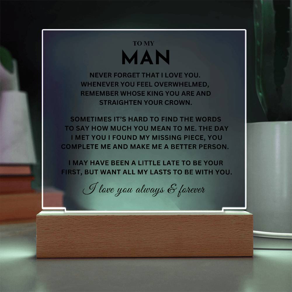My Man Gift, "Straighten Crown"  Acrylic Plaque plaque