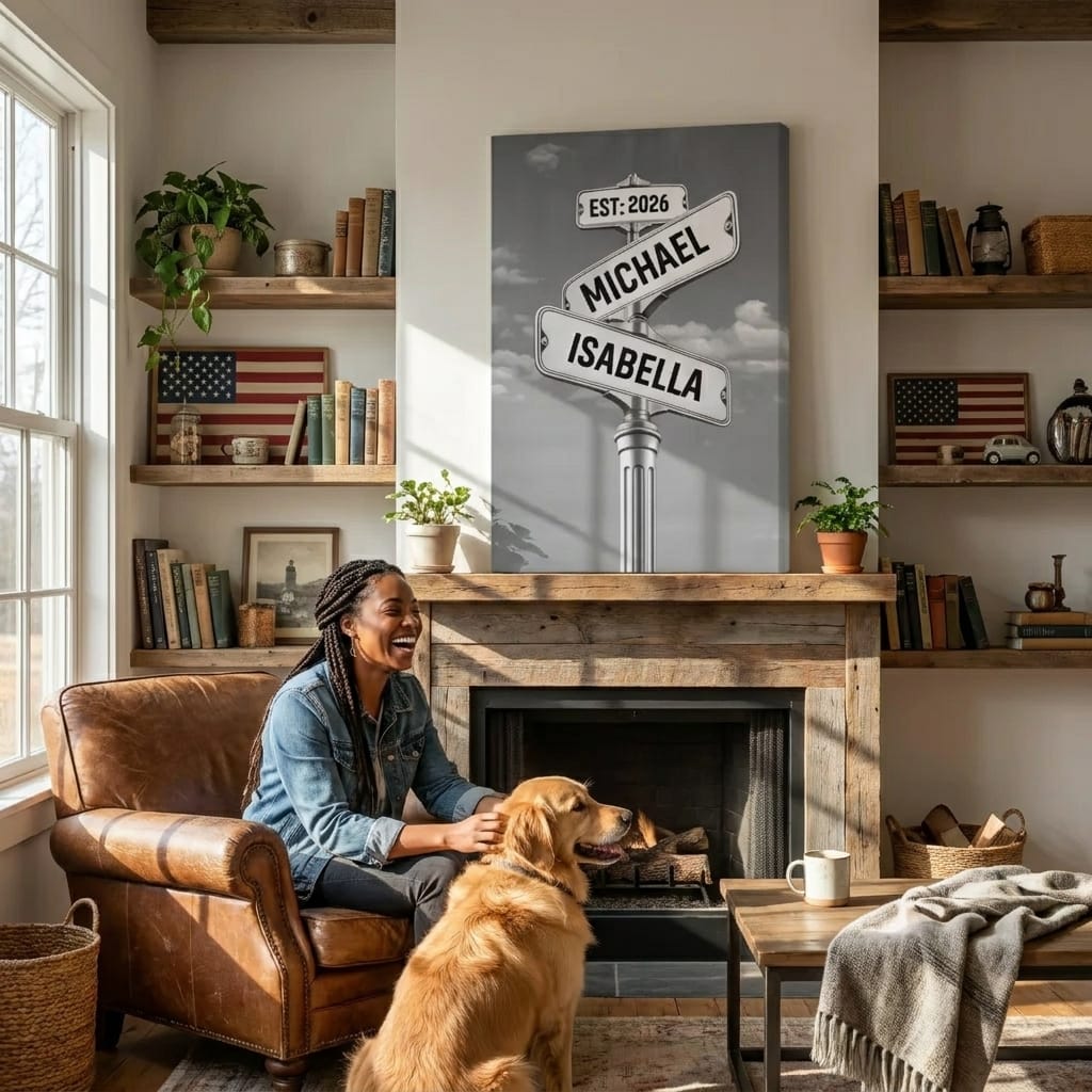 Personalized Couple Street Sign Canvas – Custom Names & Established Date Romantic Wall Art Gift Prints