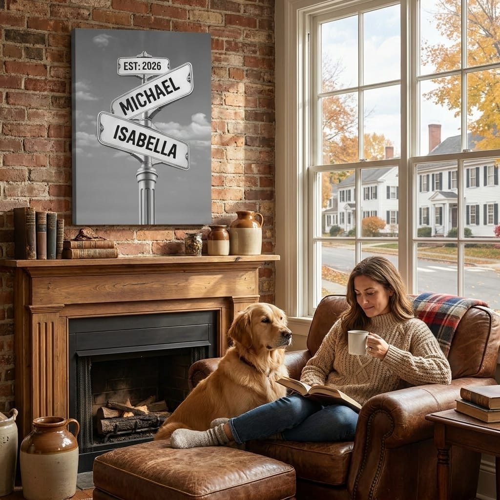 Personalized Couple Street Sign Canvas – Custom Names & Established Date Romantic Wall Art Gift Prints