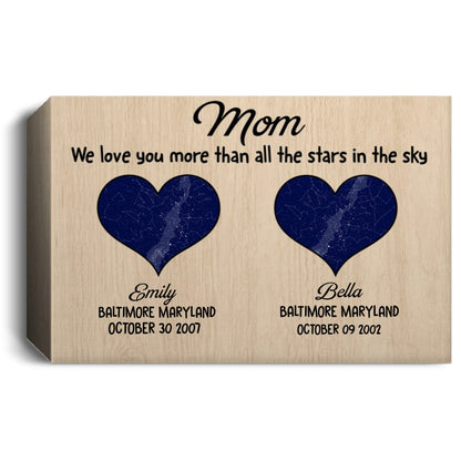 Personalized Mom Canvas Wall Art – Custom Kids Names Heart Gift for Mom, Family Love Keepsake Home Decor Prints