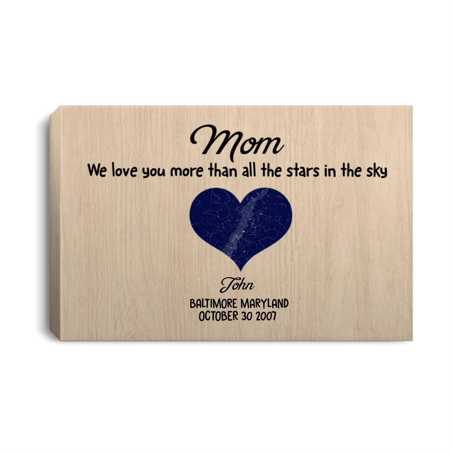 Personalized Mom Canvas Wall Art – Custom Kids Names Heart Gift for Mom, Family Love Keepsake Home Decor Prints