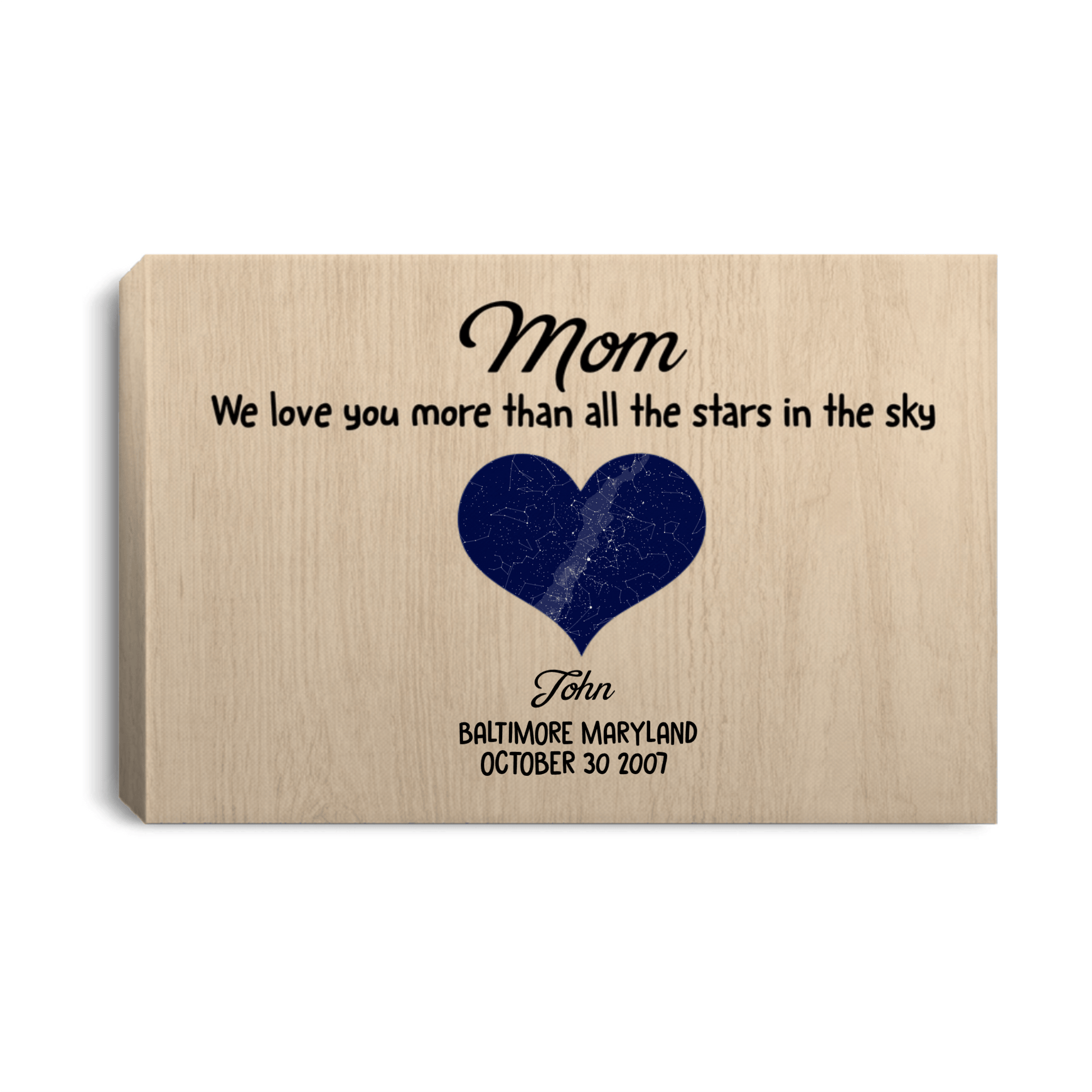 Personalized Mom Canvas Wall Art – Custom Kids Names Heart Gift for Mom, Family Love Keepsake Home Decor Prints