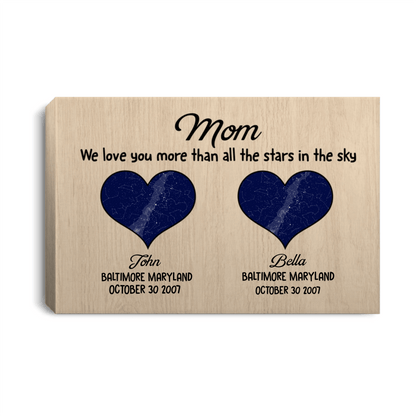 Personalized Mom Canvas Wall Art – Custom Kids Names Heart Gift for Mom, Family Love Keepsake Home Decor Prints