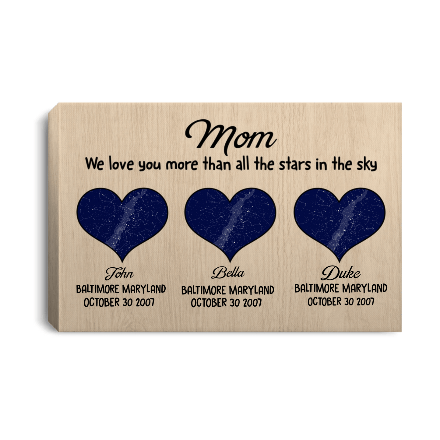 Personalized Mom Canvas Wall Art – Custom Kids Names Heart Gift for Mom, Family Love Keepsake Home Decor Prints