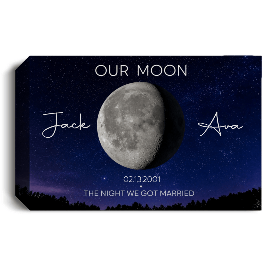 Personalized Moon Phase Canvas Print – Custom Couple Names & Date Wall Art | Night We Got Married Gift | Anniversary Canvas Prints