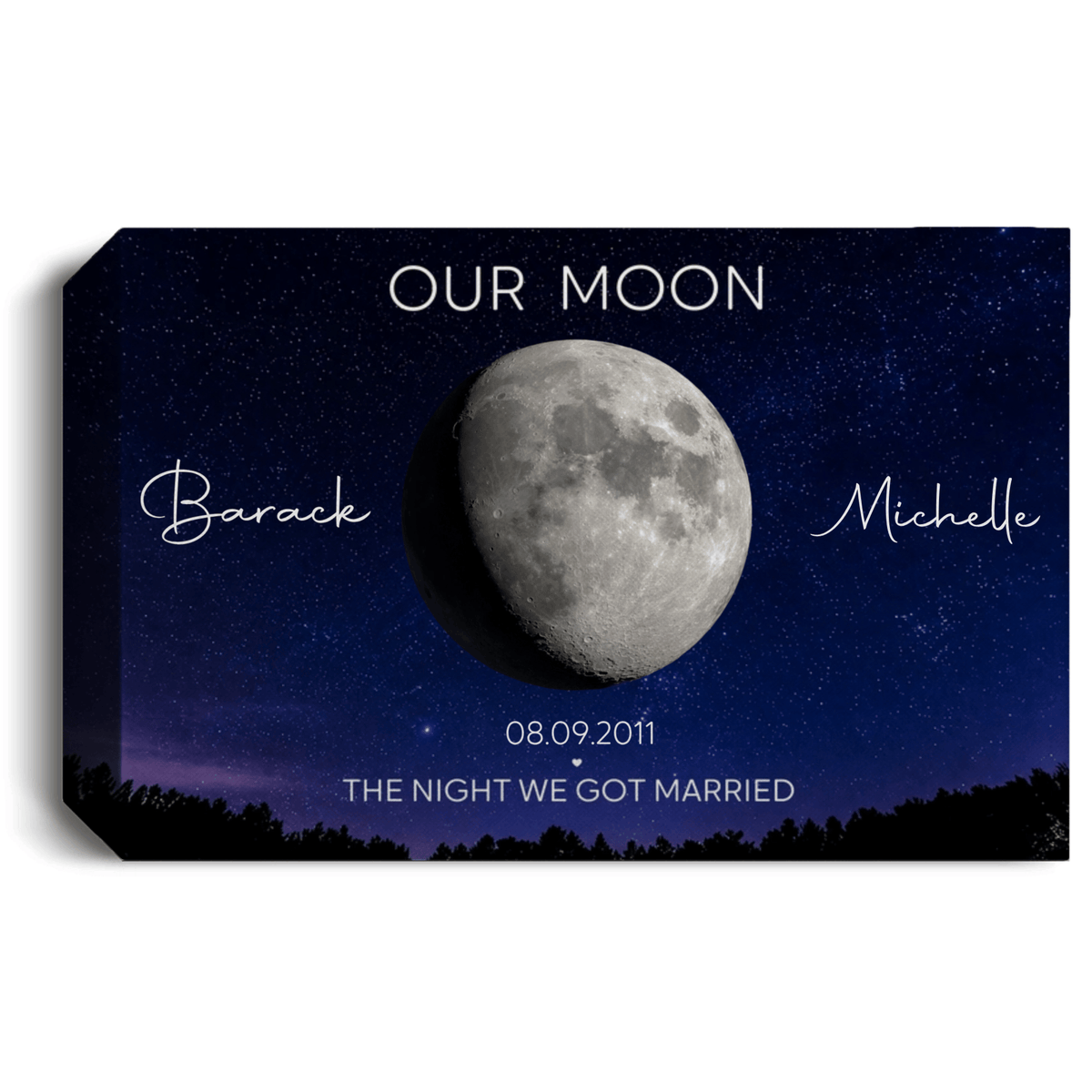 Personalized Moon Phase Canvas Print – Custom Couple Names & Date Wall Art | Night We Got Married Gift | Anniversary Canvas Prints