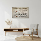 To My Daughter Personalized Canvas Wall Art – Custom Names Family Gift from Mom, Mother Daughter Love Keepsake Prints