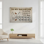 To My Daughter Personalized Canvas Wall Art – Custom Names Family Gift from Mom, Mother Daughter Love Keepsake Prints