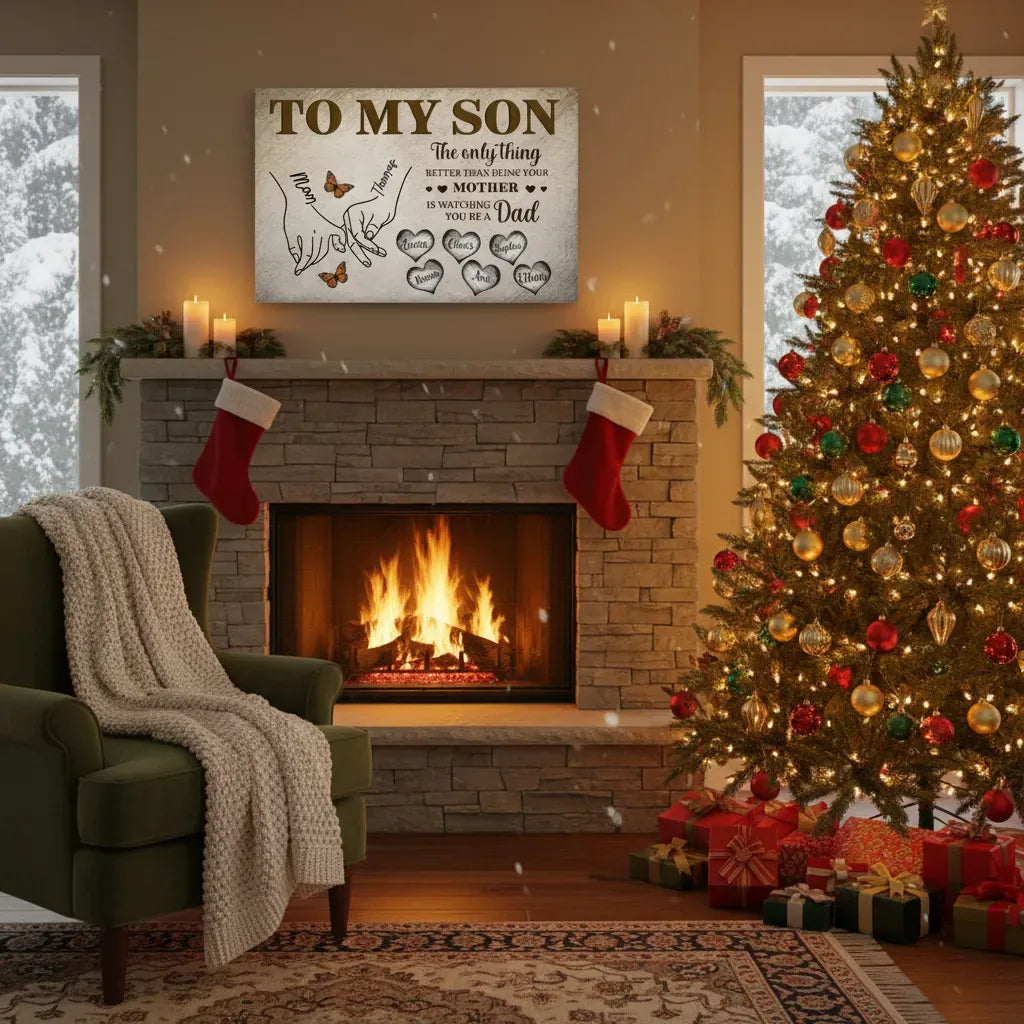 To My Son Canvas Wall Art from Dad – Sentimental Father Son Gift “Watching You Become a Dad” Print Prints