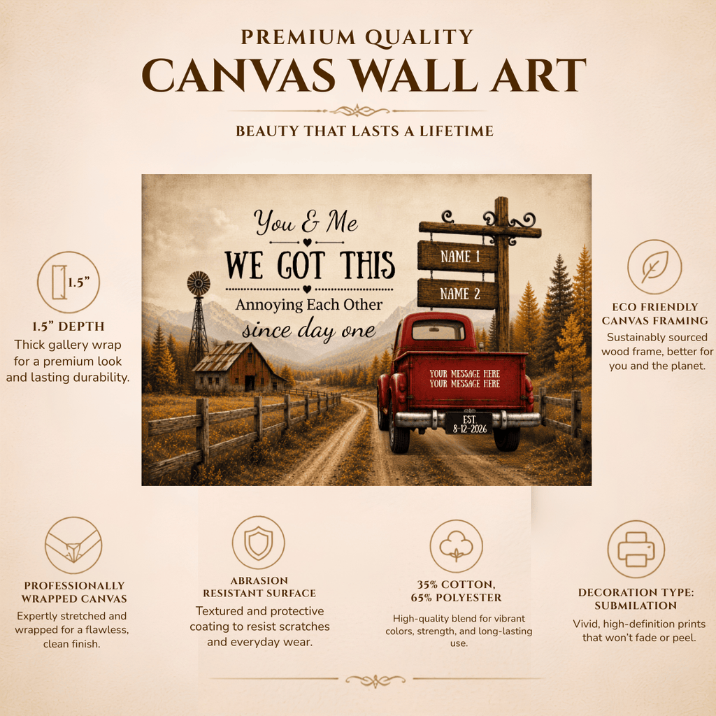 Personalized Couple Truck Canvas | You & Me We Got This Wall Art| Anniversary Gift for Couple Wall Art