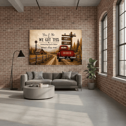 Personalized Couple Truck Canvas | You & Me We Got This Wall Art| Anniversary Gift for Couple Wall Art
