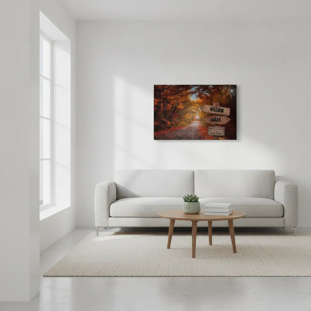 Personalized Couples Canvas Wall Art | Custom Name Signpost Canvas wall art