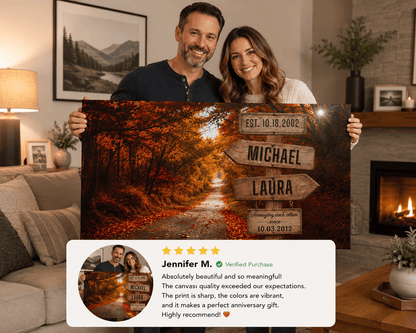 Personalized Fall Couple Canvas Wall Art Wall Art