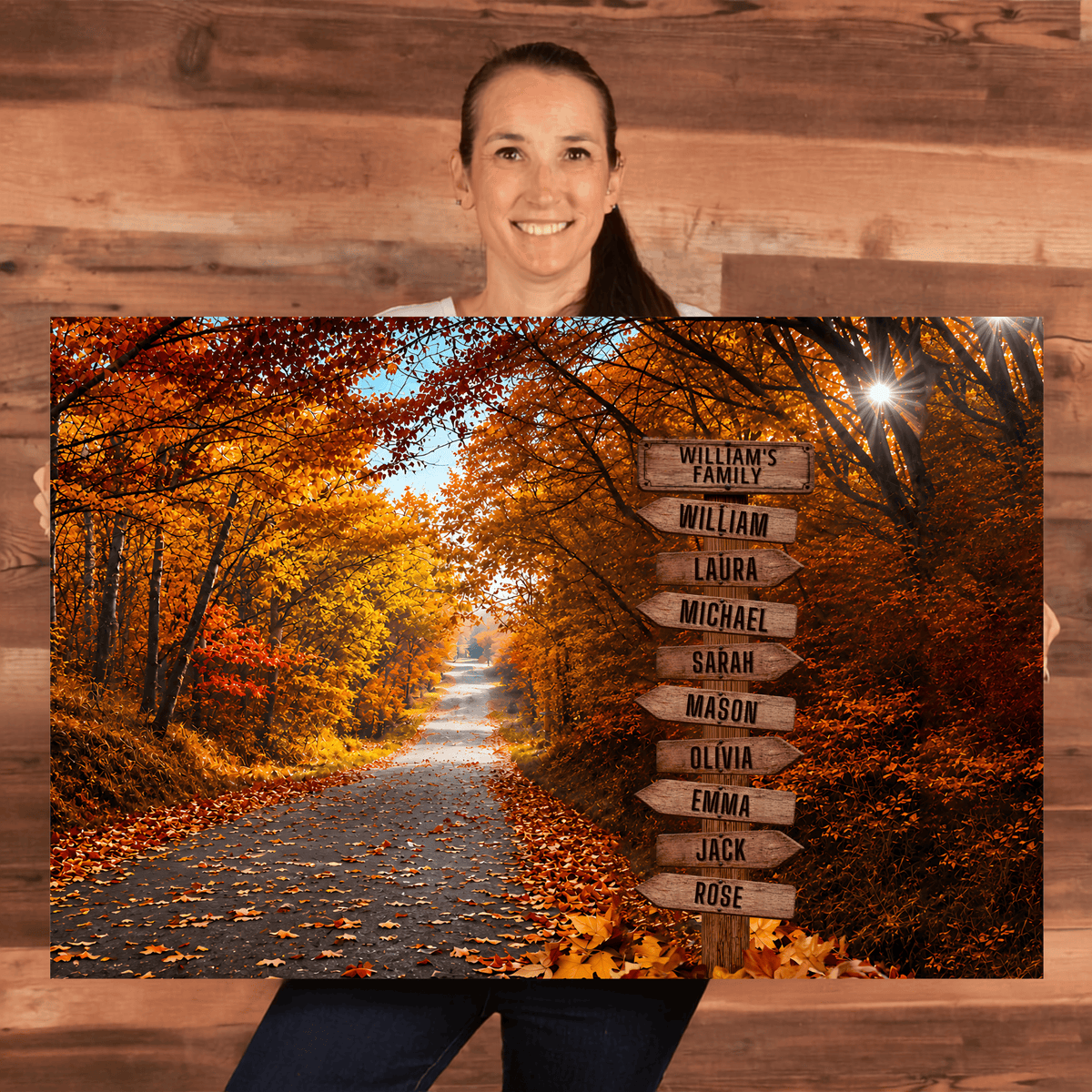 Personalized Family Autumn Canvas | Custom Family Name Sign Wall Art | Fall Foliage Family Canvas |  Personalized Home Gift Wall Art